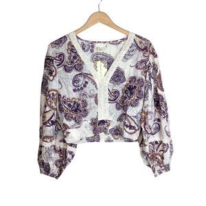 NWT Band of the Free Mirabelle Peasant Blouse Size L Boho Balloon Sleeve Indie